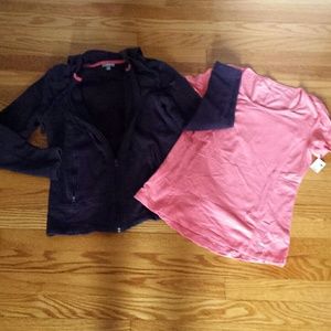 TALBOTS hoodie dark grape zip up pockets & top xs